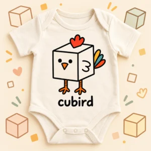 cube bird geometry baby bodysuit