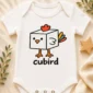 cube bird geometry baby bodysuit close-up detail
