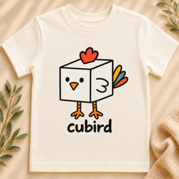 Cube Bird Geometry Baby Bodysuit, Toddler & Youth Shirt | Cubird — toddler shirt mockup cube bird geometry baby bodysuit close-up detail