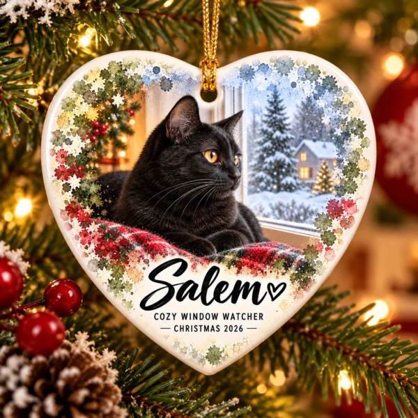 Custom Dog Cat Ornament, Personalized Pet Photo Christmas 2026 Gift — alternate product mockup custom dog cat ornament product image lifestyle scene
