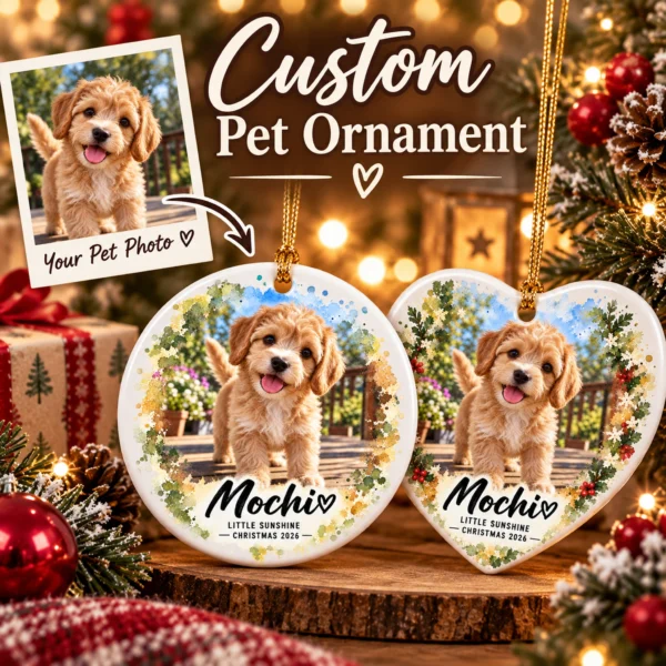 Custom Dog Cat Ornament, Personalized Pet Photo Christmas 2026 Gift — alternate product mockup custom dog cat ornament product image product detail