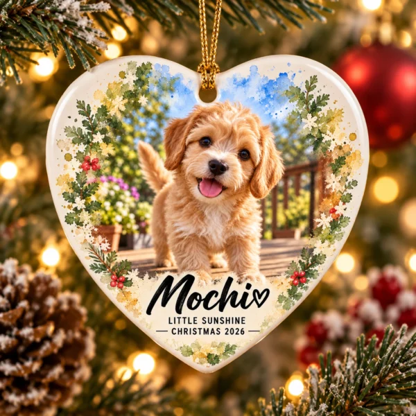 Custom Dog Cat Ornament, Personalized Pet Photo Christmas 2026 Gift — alternate product mockup custom dog cat ornament product image product photo