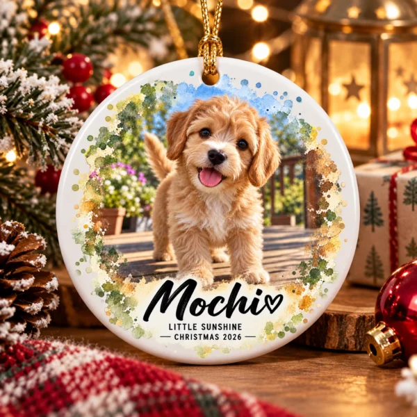 Custom Dog Cat Ornament, Personalized Pet Photo Christmas 2026 Gift — alternate product mockup custom dog cat ornament product image product photo