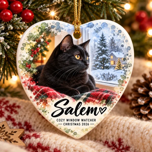 Custom Dog Cat Ornament, Personalized Pet Photo Christmas 2026 Gift — alternate product mockup custom dog cat ornament product image product photo
