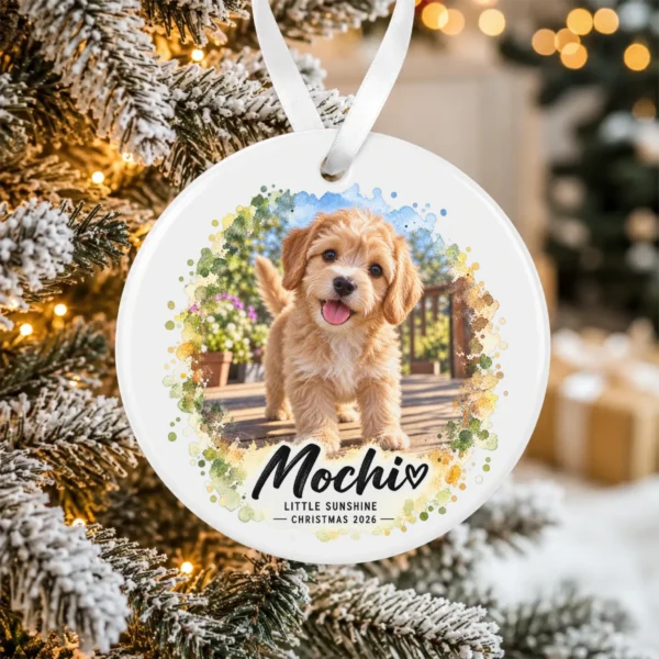 Custom Dog Cat Ornament, Personalized Pet Photo Christmas 2026 Gift — alternate product mockup custom dog cat ornament product image product photo