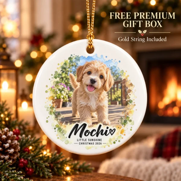 Custom Dog Cat Ornament, Personalized Pet Photo Christmas 2026 Gift — alternate product mockup custom dog cat ornament product image product photo