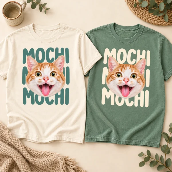 Custom Pet Name Comfort Colors Shirt, Personalized Dog Cat Face Tee — alternate product mockup custom pet name comfort colors shirt t-shirt color options