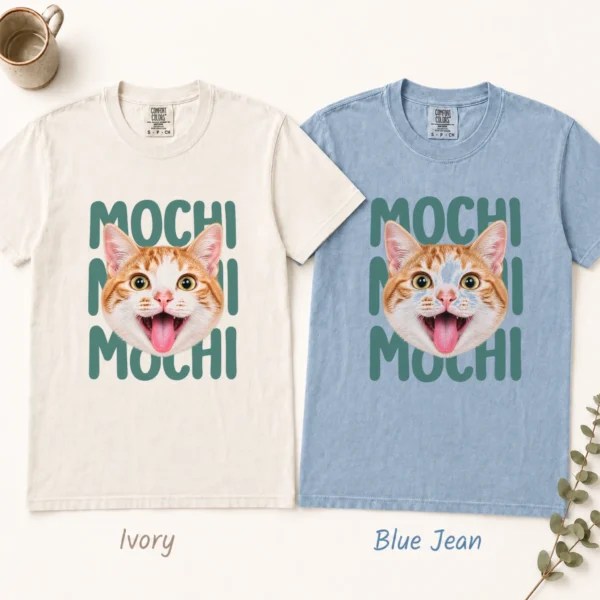 Custom Pet Name Comfort Colors Shirt, Personalized Dog Cat Face Tee — alternate product mockup custom pet name comfort colors shirt t-shirt color options