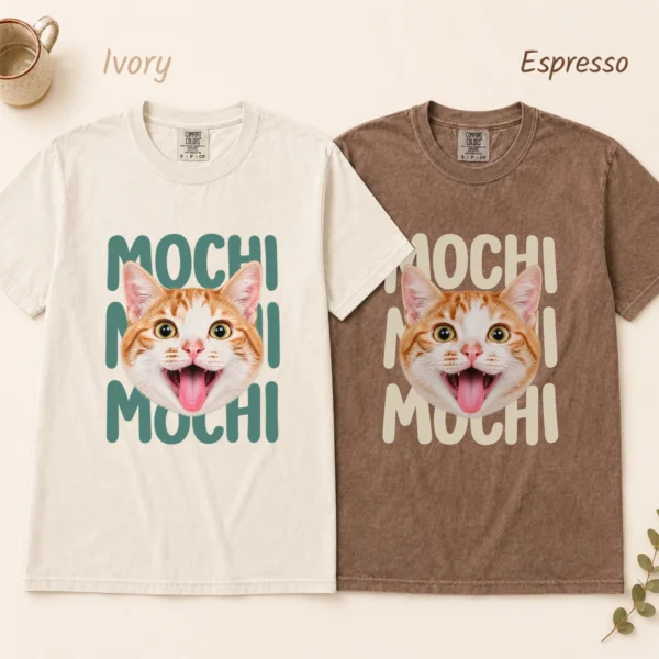 Custom Pet Name Comfort Colors Shirt, Personalized Dog Cat Face Tee — alternate product mockup custom pet name comfort colors shirt t-shirt color options