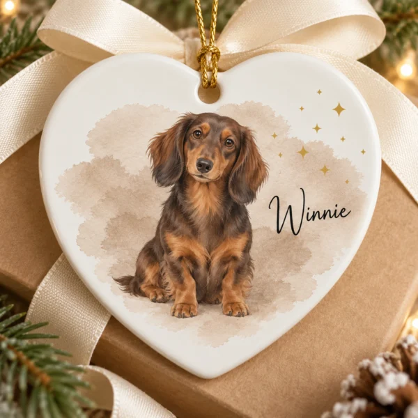 Custom Pet Photo Ornament with Pet Name & Watercolor Background — alternate product mockup custom pet photo ornament with pet name & watercolor background product image back view