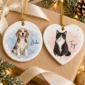 custom pet photo ornament with pet name & watercolor background product image back view