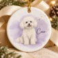 custom pet photo ornament with pet name & watercolor background product image back view