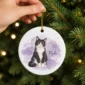 custom pet photo ornament with pet name & watercolor background product image back view