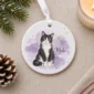 custom pet photo ornament with pet name & watercolor background product image back view