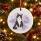 custom pet photo ornament with pet name & watercolor background product image back view