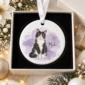 custom pet photo ornament with pet name & watercolor background product image back view