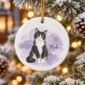 custom pet photo ornament with pet name & watercolor background product image back view