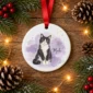custom pet photo ornament with pet name & watercolor background product image back view