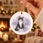 custom pet photo ornament with pet name & watercolor background product image back view
