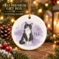 custom pet photo ornament with pet name & watercolor background product image back view