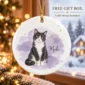 custom pet photo ornament with pet name & watercolor background product image back view