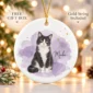 custom pet photo ornament with pet name & watercolor background product image back view