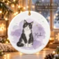custom pet photo ornament with pet name & watercolor background product image back view