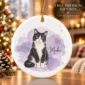 custom pet photo ornament with pet name & watercolor background product image back view