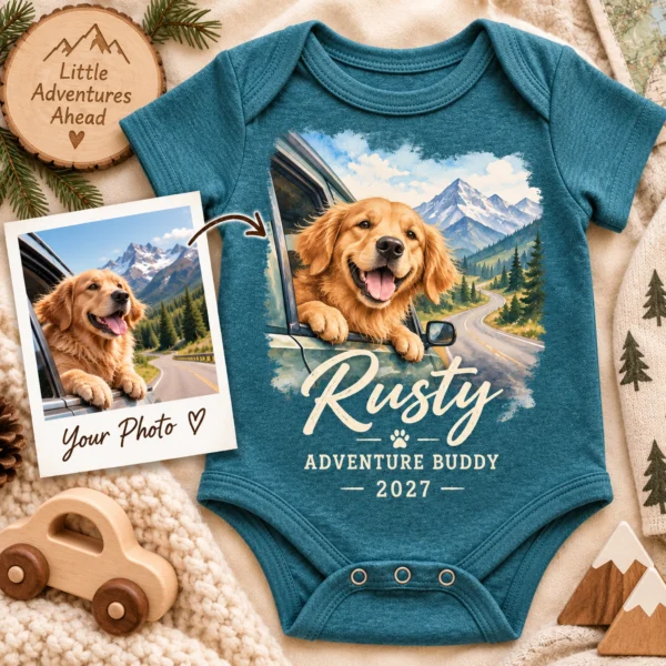 custom pet portrait baby bodysuit & toddler shirt from photo