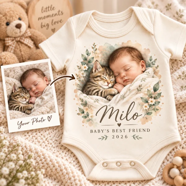 Custom Pet Portrait Baby Bodysuit & Toddler Shirt from Photo — alternate product mockup custom pet portrait baby bodysuit & toddler shirt from photo lifestyle scene