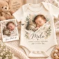 custom pet portrait baby bodysuit & toddler shirt from photo lifestyle scene