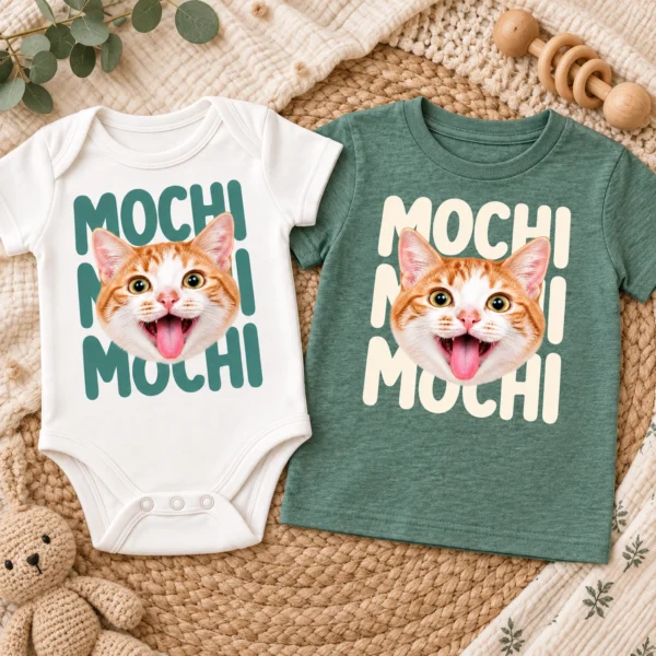 Custom Pet Portrait Baby Bodysuit & Toddler Tee, Personalized Pet Name — alternate product mockup custom pet portrait baby bodysuit & toddler tee mockup view