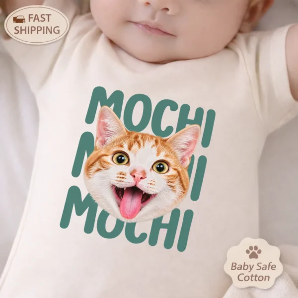 Custom Pet Portrait Baby Bodysuit & Toddler Tee, Personalized Pet Name — baby bodysuit mockup custom pet portrait baby bodysuit & toddler tee product photo