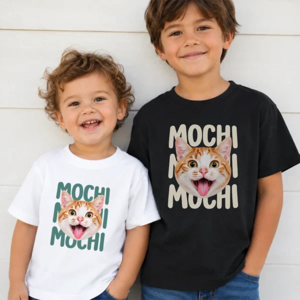 Custom Pet Portrait Baby Bodysuit & Toddler Tee, Personalized Pet Name — toddler shirt mockup custom pet portrait baby bodysuit & toddler tee product photo