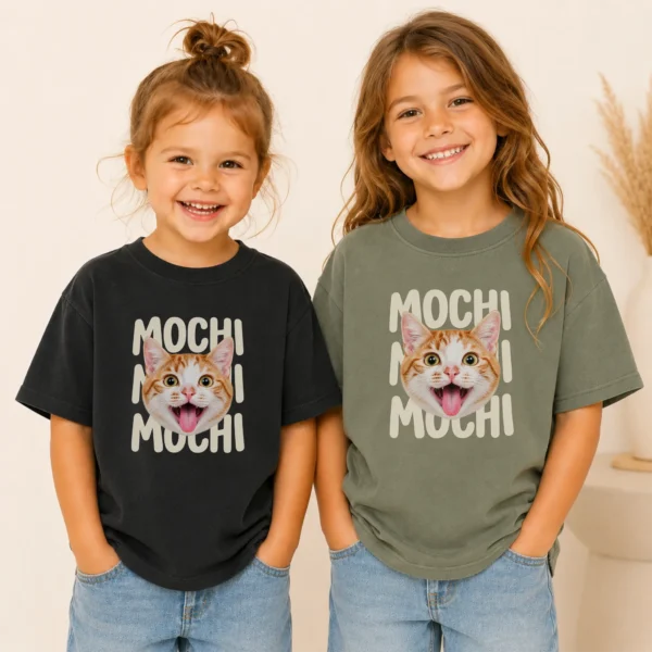 Custom Pet Portrait Baby Bodysuit & Toddler Tee, Personalized Pet Name — toddler shirt mockup custom pet portrait baby bodysuit & toddler tee alternate angle