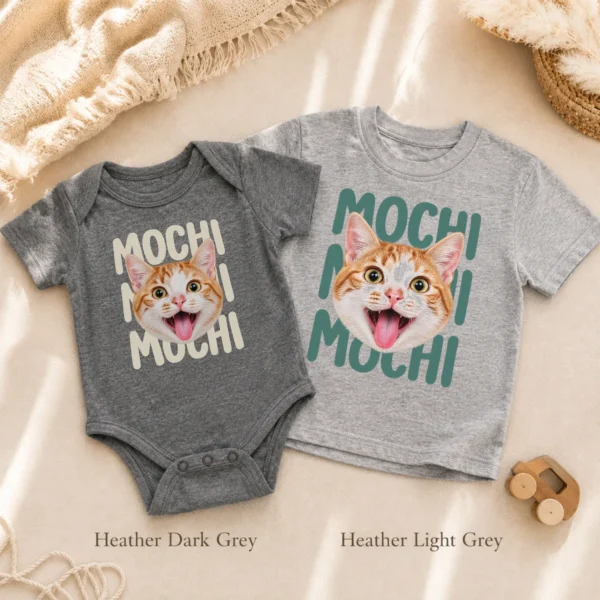Custom Pet Portrait Baby Bodysuit & Toddler Tee, Personalized Pet Name — alternate product mockup custom pet portrait baby bodysuit & toddler tee product photo