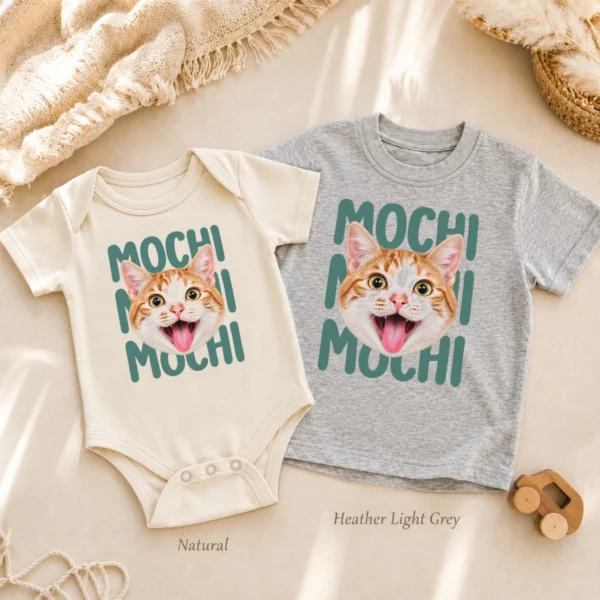 Custom Pet Portrait Baby Bodysuit & Toddler Tee, Personalized Pet Name — alternate product mockup custom pet portrait baby bodysuit & toddler tee natural light photo