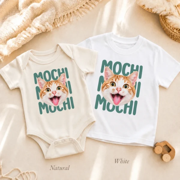 Custom Pet Portrait Baby Bodysuit & Toddler Tee, Personalized Pet Name — alternate product mockup custom pet portrait baby bodysuit & toddler tee product detail