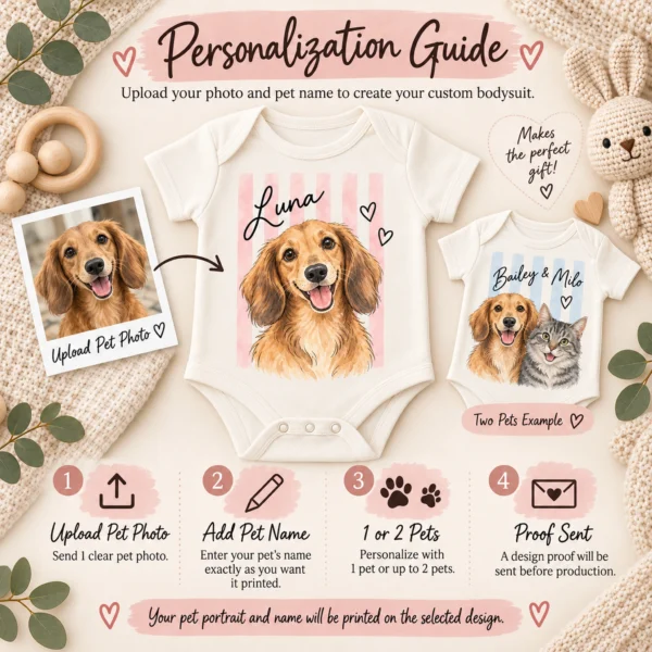 Custom Watercolor Pet Portrait Baby Bodysuit & Toddler Shirt, Dog Cat — alternate product mockup custom watercolor pet portrait baby bodysuit & toddler shirt color options