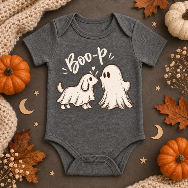 cute ghost dog halloween baby bodysuit & toddler shirt