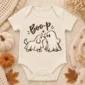 cute ghost dog halloween baby bodysuit & toddler shirt close-up detail