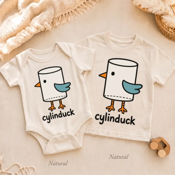 Cylinder Duck Baby Bodysuit, Toddler & Youth Shirt | Cylinduck — alternate product mockup cylinder duck baby bodysuit alternate angle