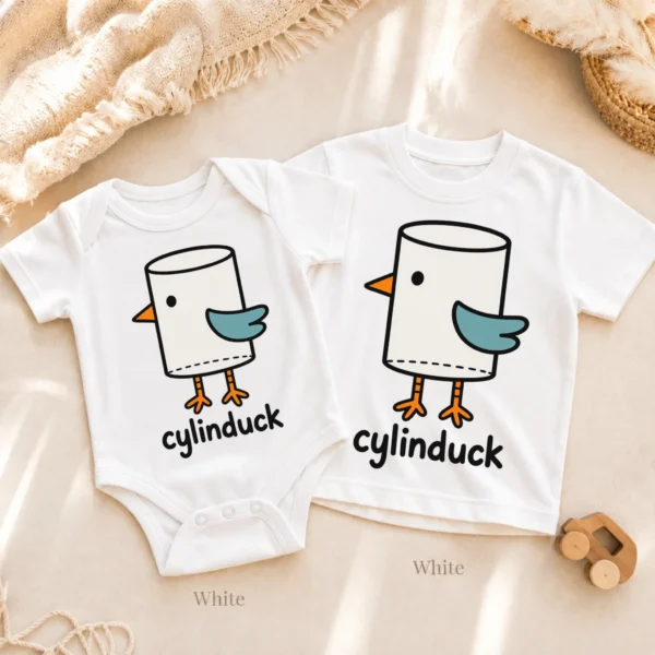 Cylinder Duck Baby Bodysuit, Toddler & Youth Shirt | Cylinduck — alternate product mockup cylinder duck baby bodysuit product photo