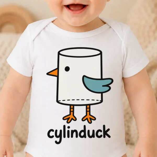 Cylinder Duck Baby Bodysuit, Toddler & Youth Shirt | Cylinduck — baby bodysuit mockup cylinder duck baby bodysuit close-up detail