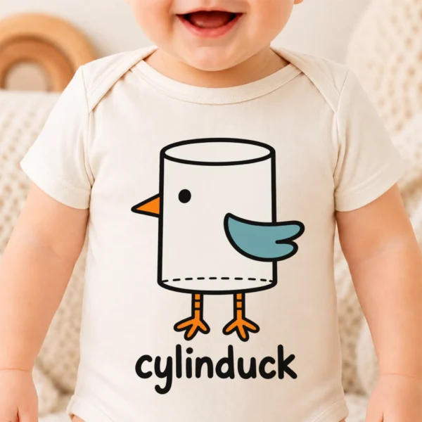 Cylinder Duck Baby Bodysuit, Toddler & Youth Shirt | Cylinduck — baby bodysuit mockup cylinder duck baby bodysuit close-up detail