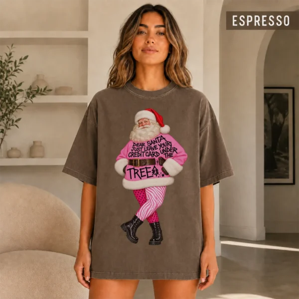 New Year's Dear Santa Just Leave Your Credit Card Under the Tree Shirt — alternate product mockup dear santa just leave your credit card under the tree shirt t-shirt color options