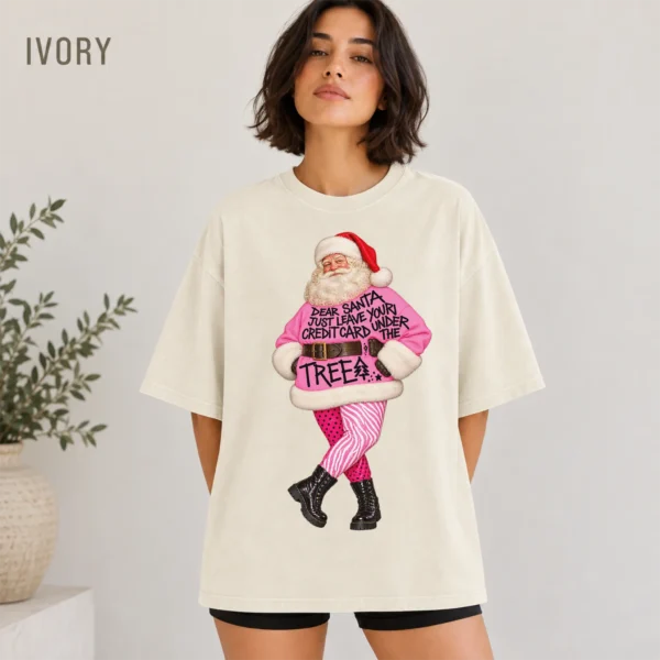 New Year's Dear Santa Just Leave Your Credit Card Under the Tree Shirt — alternate product mockup dear santa just leave your credit card under the tree shirt t-shirt color options