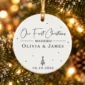 first christmas married ornament with personalized names & date product image front view