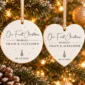 first christmas married ornament with personalized names & date product image styled product photo