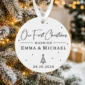 first christmas married ornament with personalized names & date product image alternate angle
